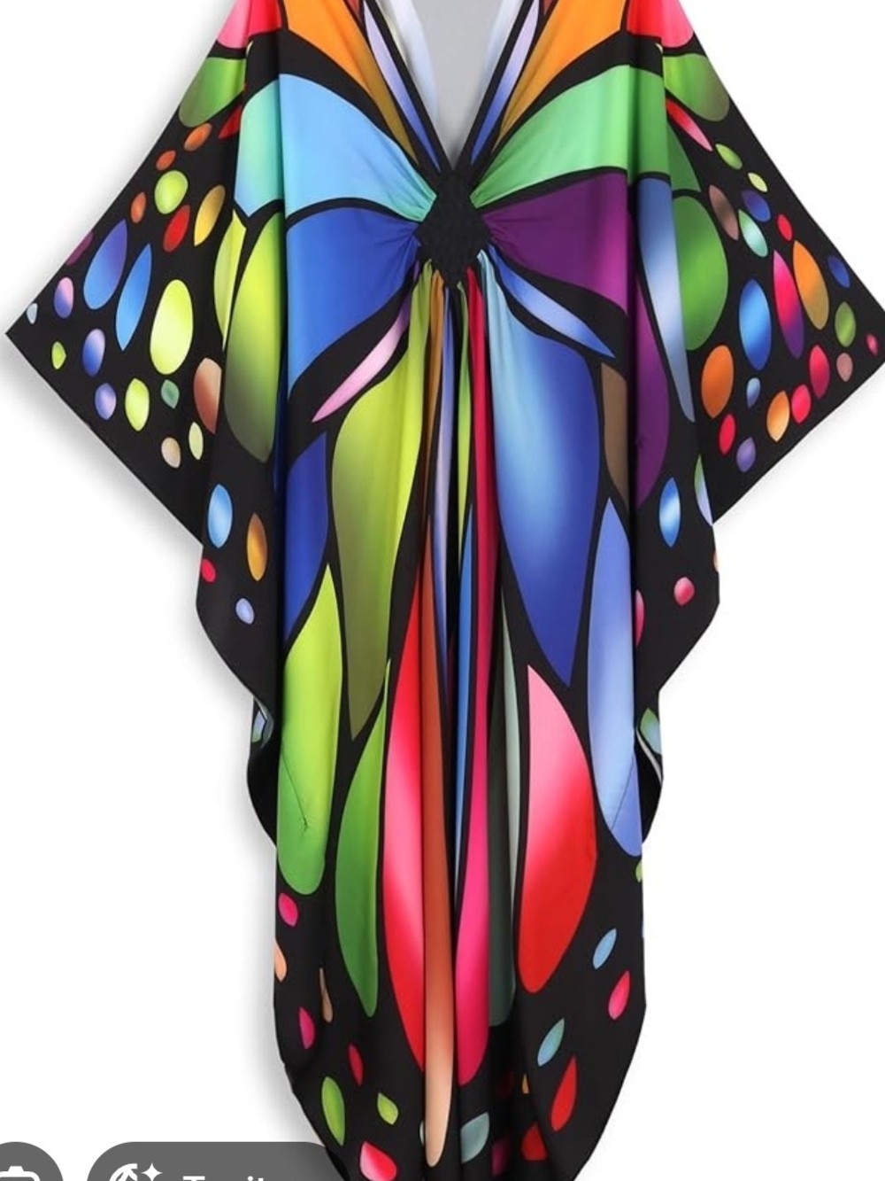 Colorful Butterfly Caftan Maxi Swim Cover Up One Size M–2XL - Picture 6 of 8